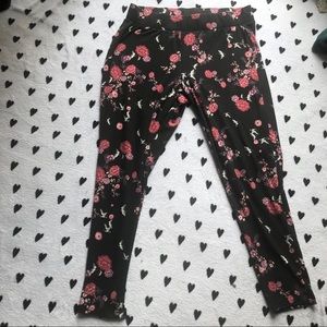 Torrid brand black floral leggings size 2